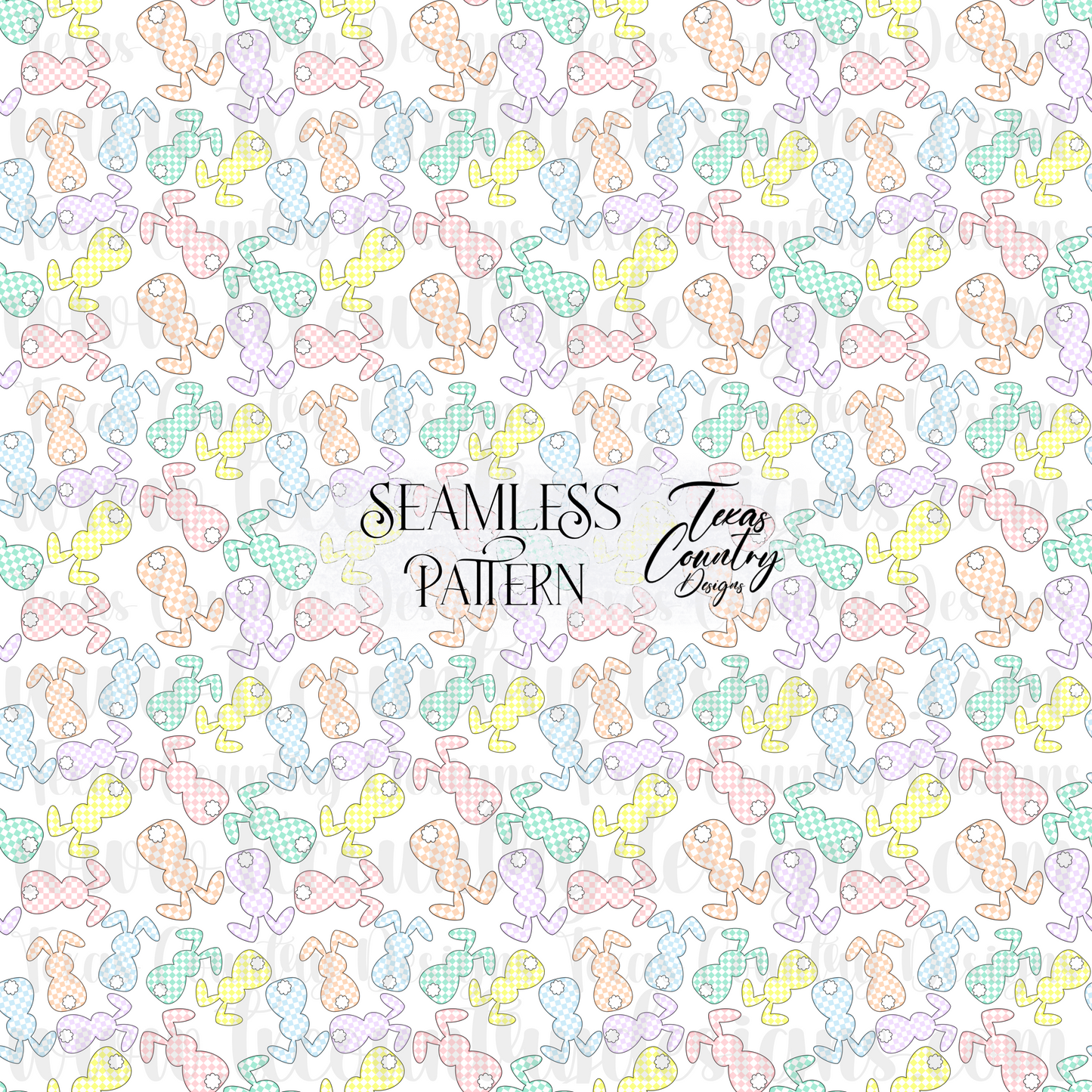 Pastel Checkered Bunny Seamless White