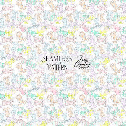 Pastel Checkered Bunny Seamless White