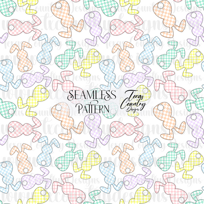 Pastel Checkered Bunny Seamless White