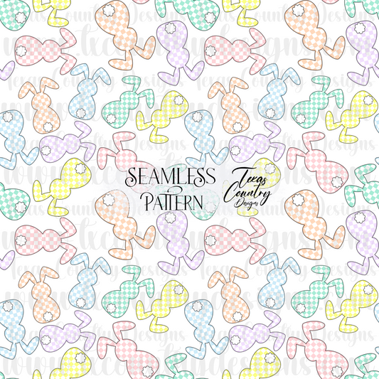 Pastel Checkered Bunny Seamless White