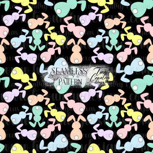 Pastel Bunny Seamless Black