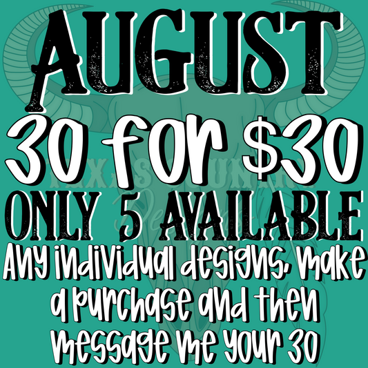 August 30 for $30