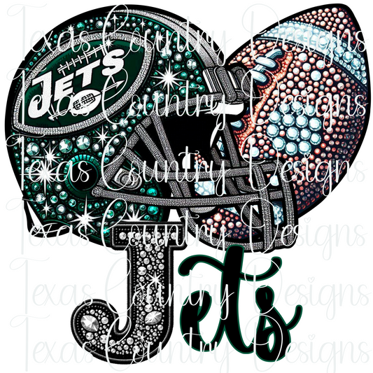 NYJ Rhinestone Football Helmet