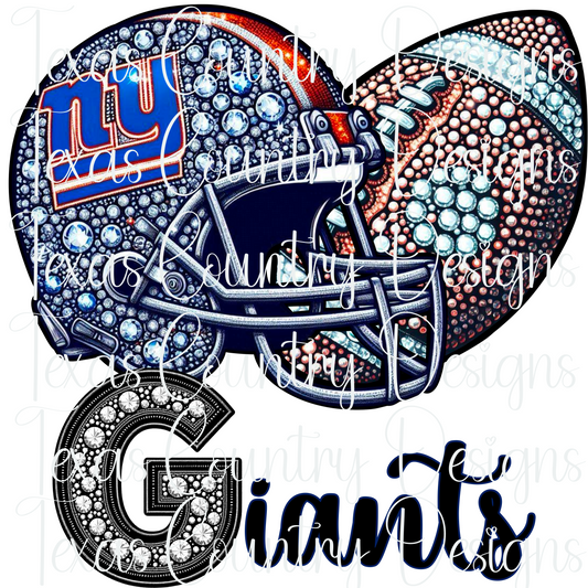 NYG Rhinestone Football Helmet