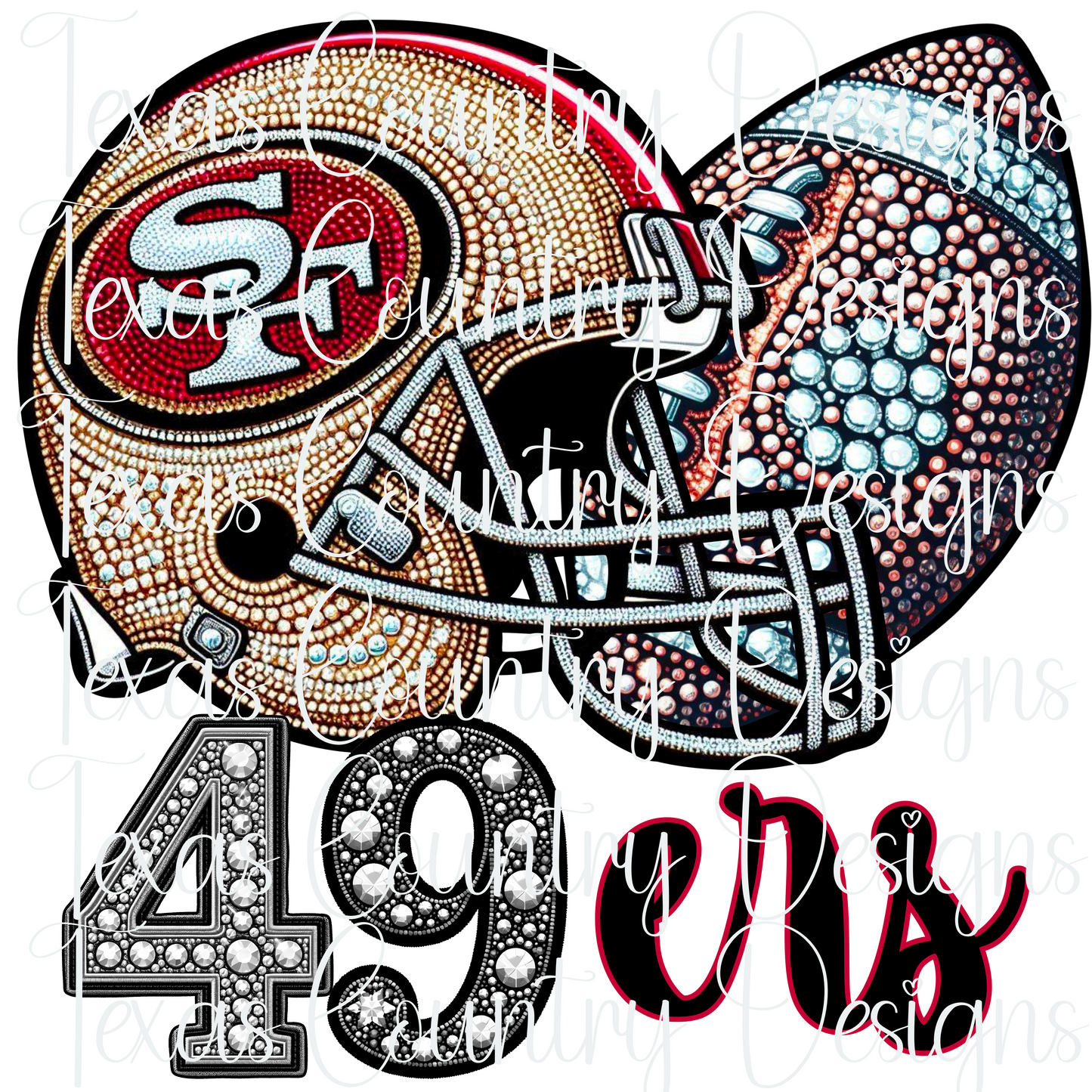 SF49 Rhinestone Football Helmet