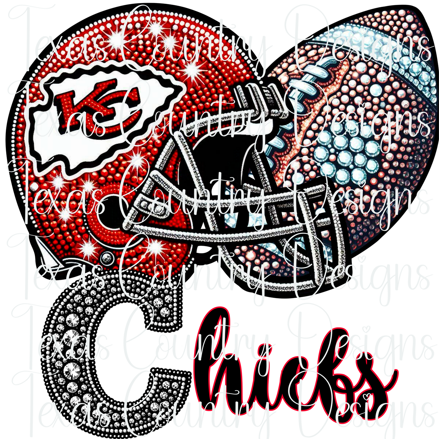 KCC Rhinestone Football Helmet