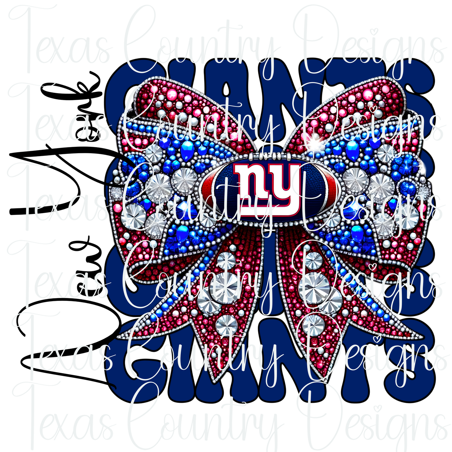 NYG Rhinestone Bow