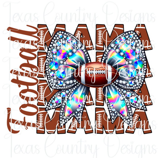 Football Mama Rhinestone Bow