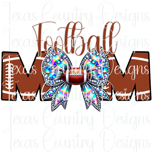 Football Mom Rhinestone Bow