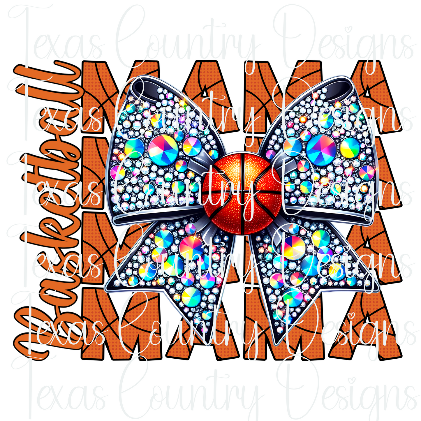 Basketball Mama Rhinestone Bow