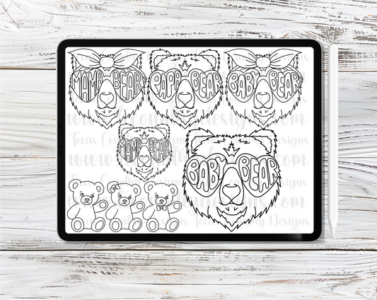 Bear Family Procreate Stamps