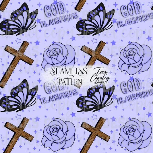 God's Unfailing Love Transforms Us Purple Checkered Seamless