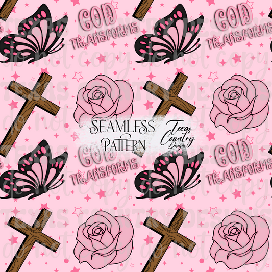 God's Unfailing Love Transforms Us Pink Seamless