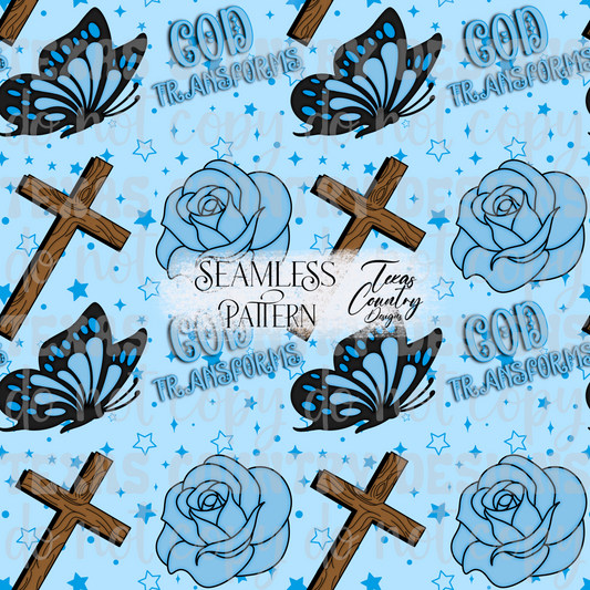 God's Unfailing Love Transforms Us Blue Seamless