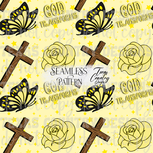 God's Unfailing Love Transforms Us Yellow Seamless