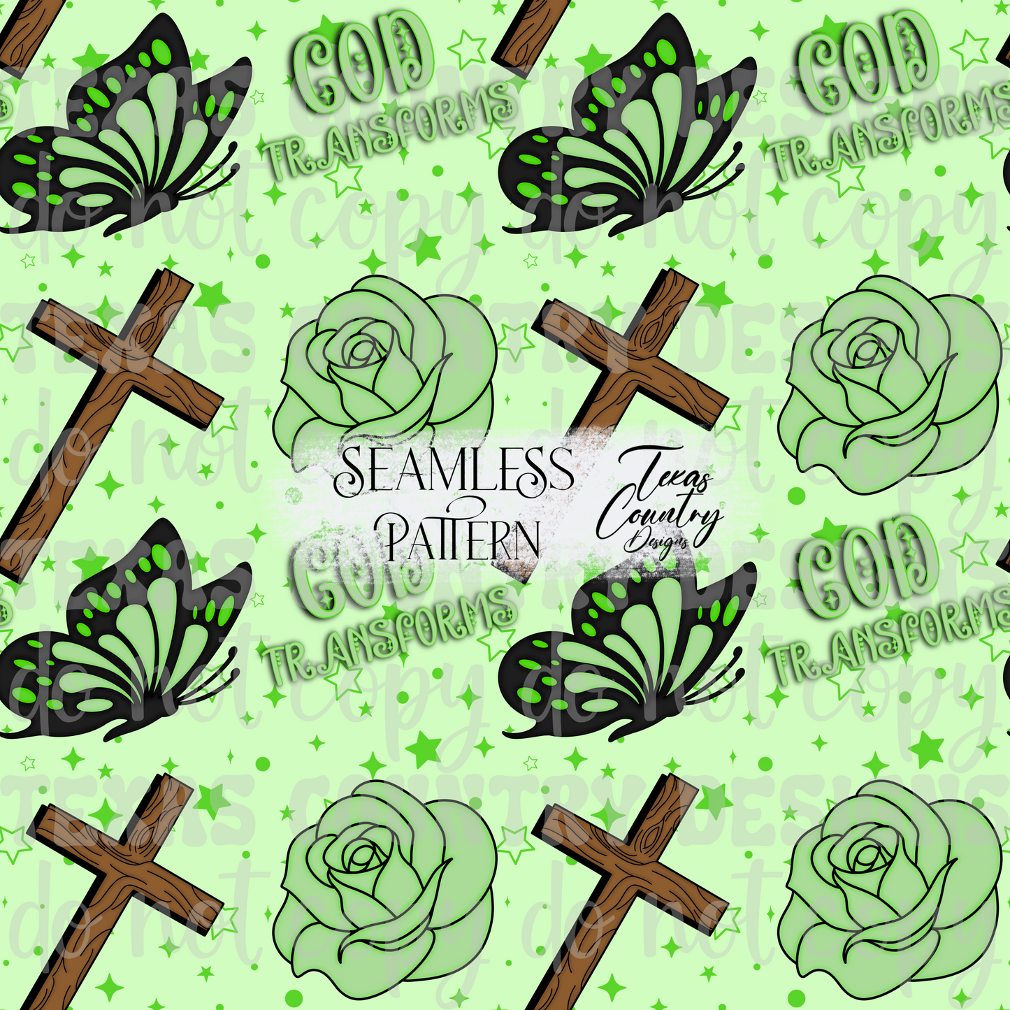 God's Unfailing Love Transforms Us Green Seamless
