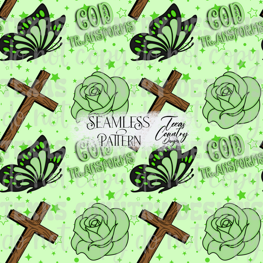 God's Unfailing Love Transforms Us Green Seamless