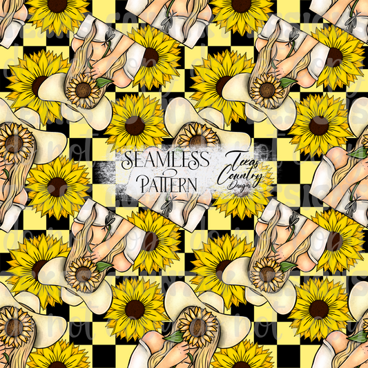 She Belongs Among The Wildflowers Blonde Checkered Seamless