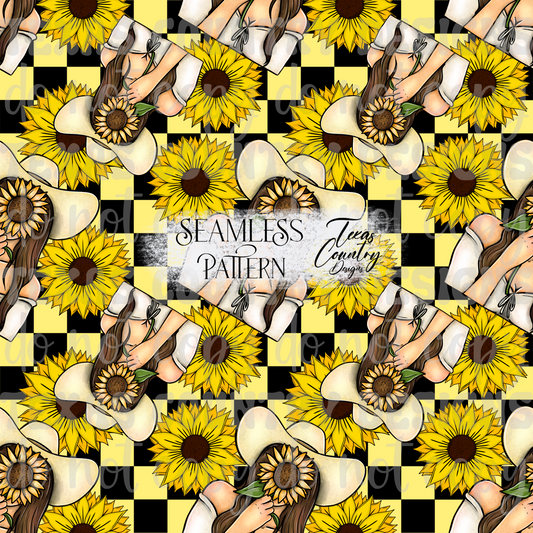 She Belongs Among The Wildflowers Brunette Checkered Seamless