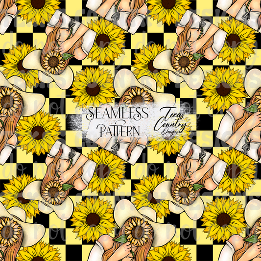 She Belongs Among The Wildflowers Dirty Blonde Checkered Seamless