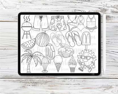Summer Vibes Procreate Stamp Set