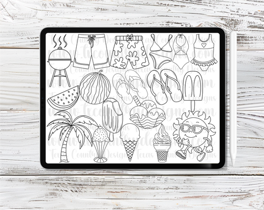Beach Vibes Procreate Stamp Set