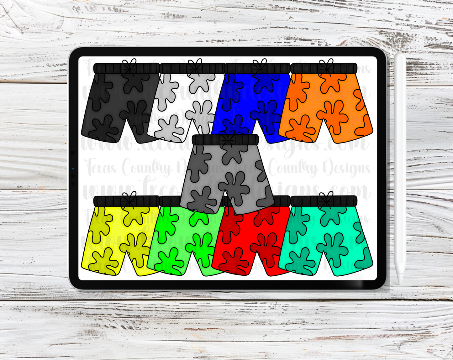 Boy’s Swim Trunks Clipart Set