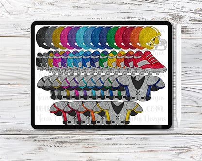 Glitter Football Clipart Set