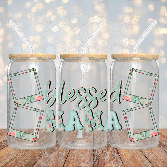 Blessed Mama Polaroid Teal 16OZ