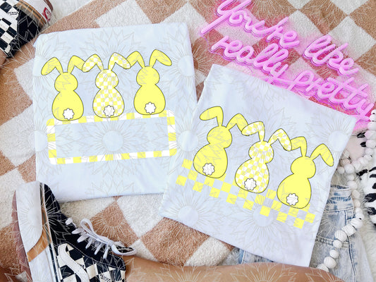 Pastel Yellow Checkered Bunny Combo