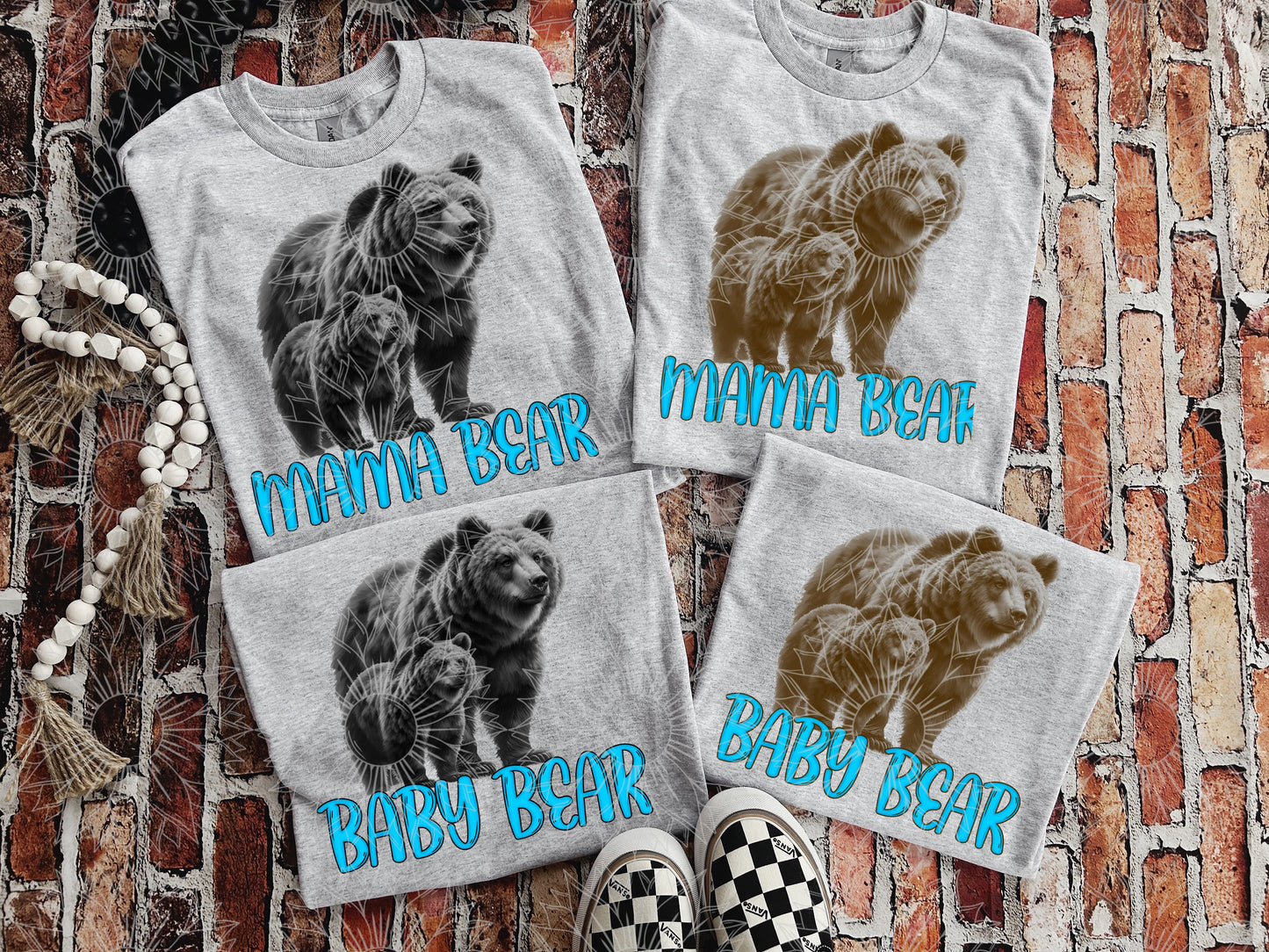 Mama & Baby Bear Teal