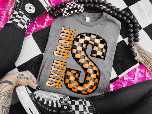 Sixth Grade Orange Checkered