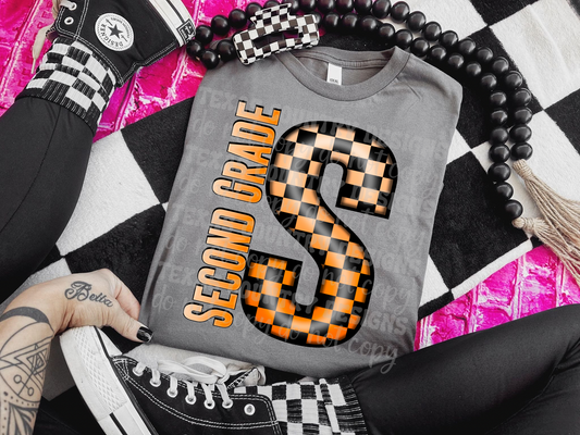 Second Grade Orange Checkered