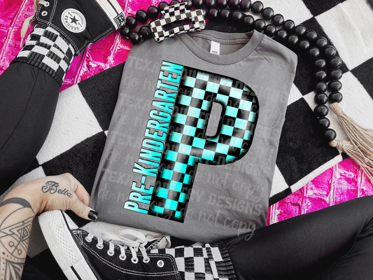 Pre-Kindergarten Turquoise Checkered