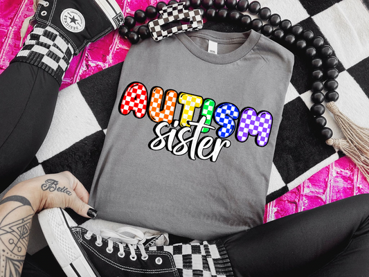 Autism Sister Checkered