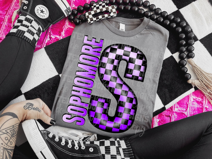 School Grades Purple Checkered