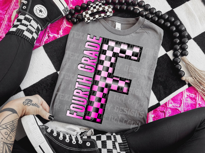 School Grades Pink Checkered