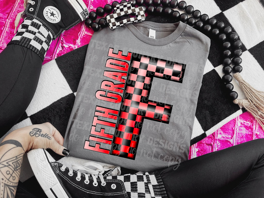 Fifth Grade Red Checkered