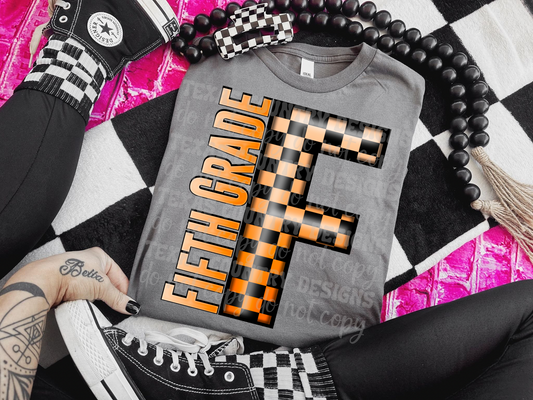 Fifth Grade Orange Checkered