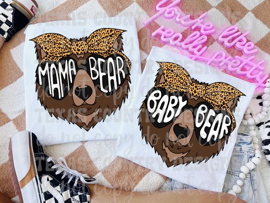 Mama/Baby Bear Cheetah Print