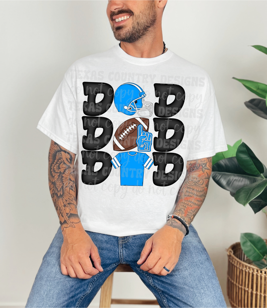 Stacked Football Dad Light Blue