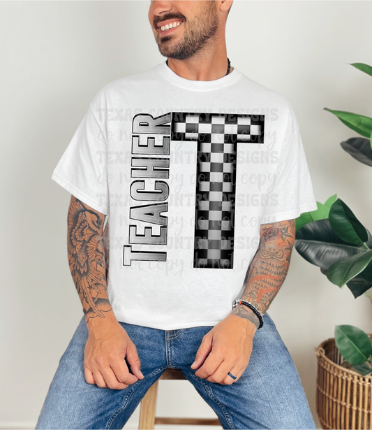 Teacher Gray Checkered