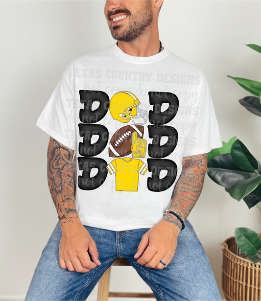 Stacked Football Dad Yellow