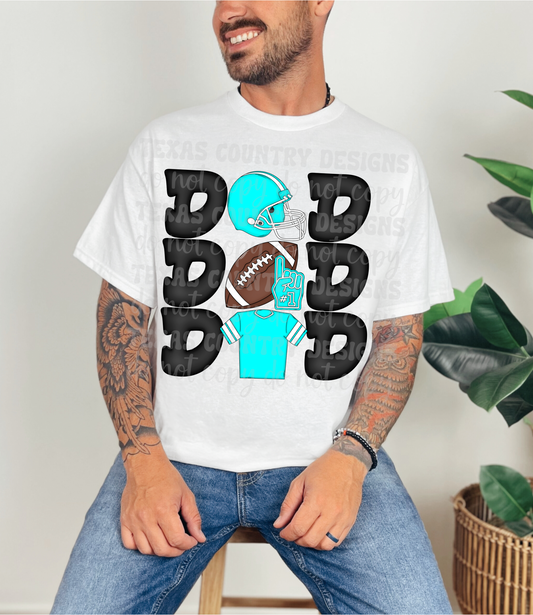 Stacked Football Dad Turquoise