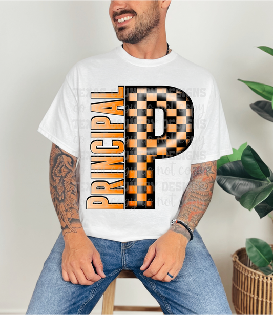 Principal Orange Checkered