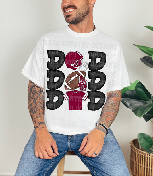 Stacked Football Dad Maroon
