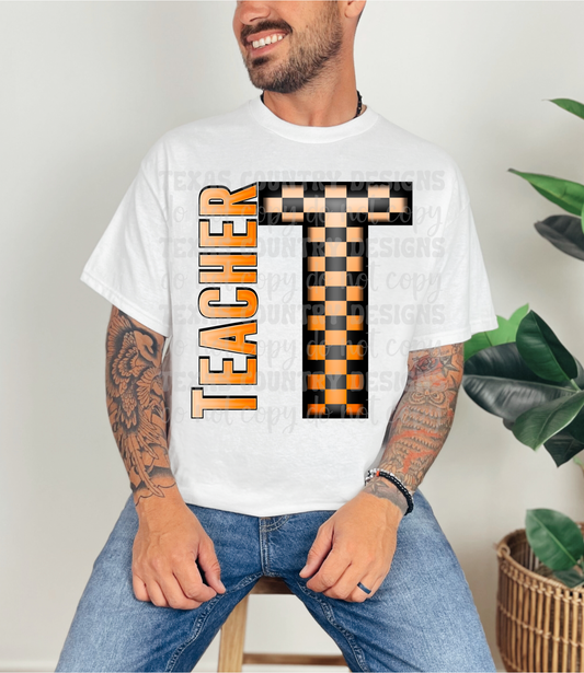 Teacher Orange Checkered
