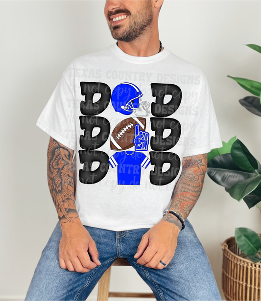 Stacked Football Dad Blue