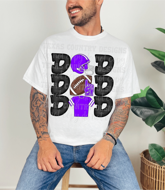 Stacked Football Dad Purple