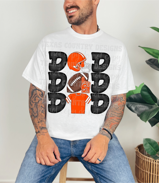 Stacked Football Dad Orange